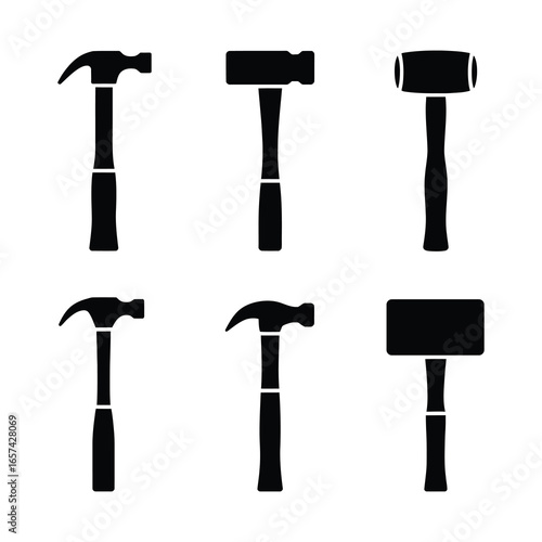 Collection of six different hammer silhouettes silhouette