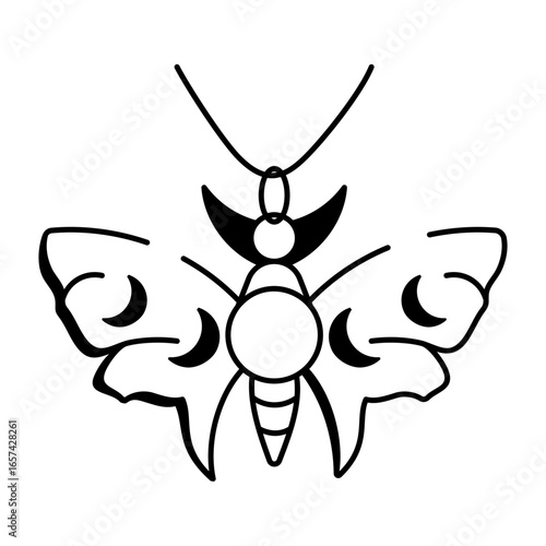 A sketchy style icon depicting moth necklace

