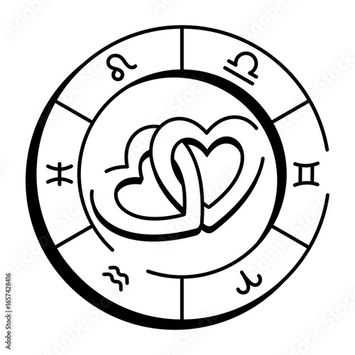 A doodle style icon showing zodiac love
