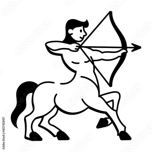 A sketchy style icon depicting sagittarius
