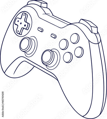 Vector art of a modern gamepad controller for video games, isolated on white background, ready for gaming