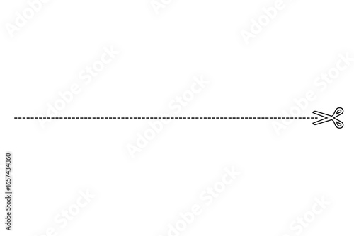 Dotted line,  perforated line, with scissors mark, meaning "Please cut along the dotted line"
