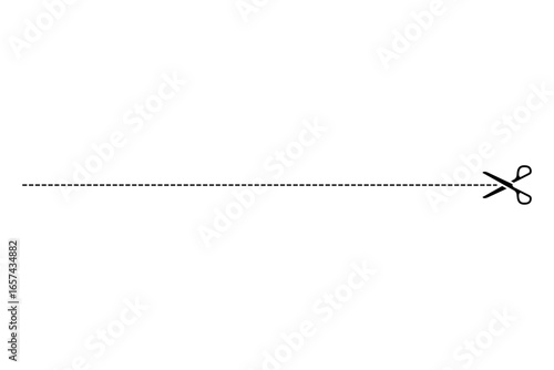 Dotted line,  perforated line, with scissors mark, meaning "Please cut along the dotted line"
