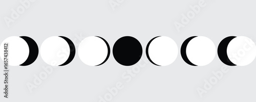 Moon phases flat icon illustration isolated on white background.