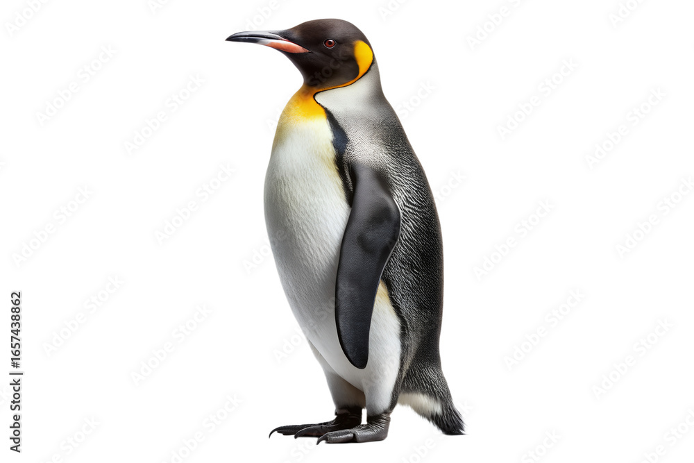 Fototapeta premium Majestic Emperor Penguin Standing Tall Isolated on Transparent Background standing