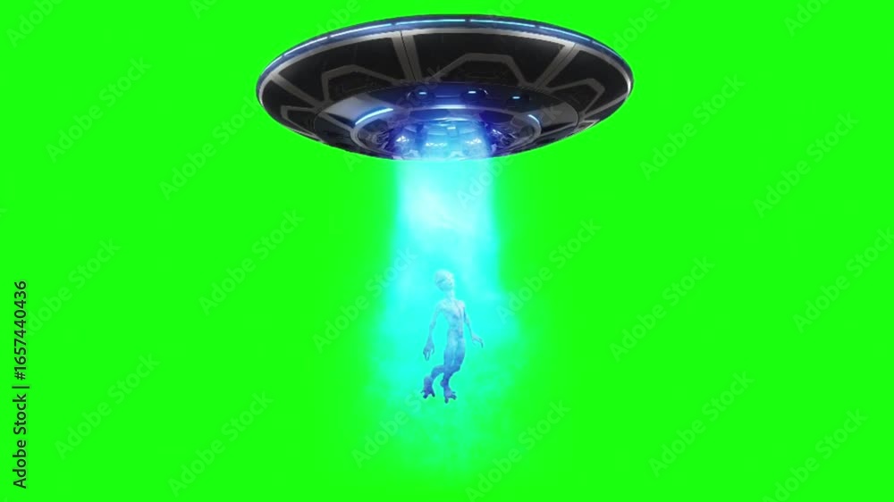 UFO or alien spaceship hovering on green screen. Ufo flying saucer green screen footage alien spaceship chroma key stock ufo green screen background. Sci fi portal