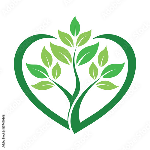 Green Tree Heart Logo – Eco Nature Vector Design