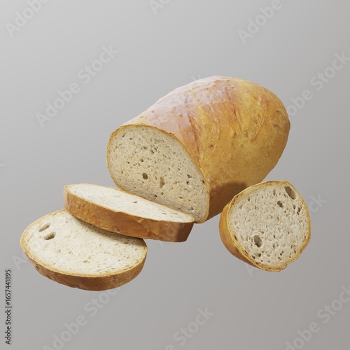 Freshly sliced loaf of artisan bread