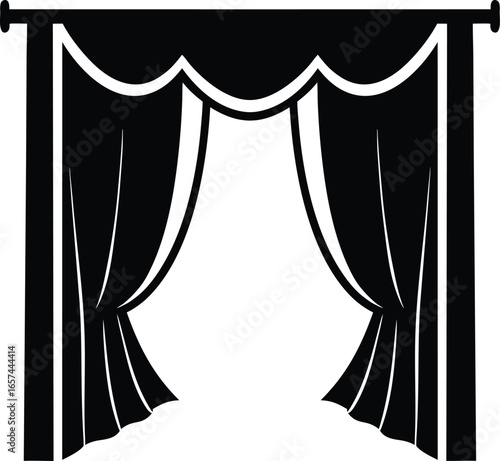 Curtain Backdrop Silhouette Vector Art Illustration