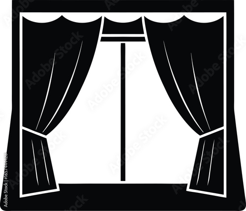 Curtains Classroom Silhouette Vector Art Illustration