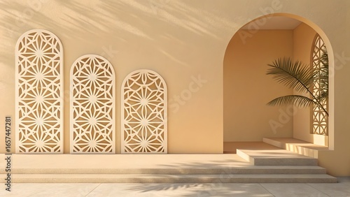 Arabic Architecture and Decor with Moroccan Bohemian Style and Islamic Geometric Patterns