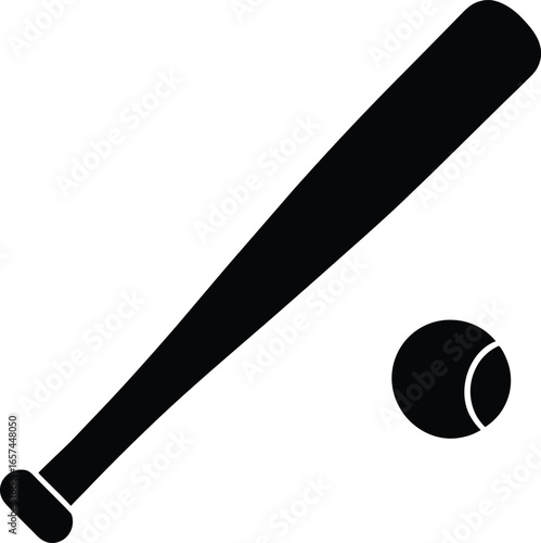 Sports Bat Ball Silhouette Vector Art Illustration