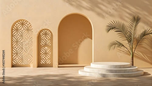 Arabic Architecture and Decor with Moroccan Bohemian Style and Islamic Geometric Patterns
