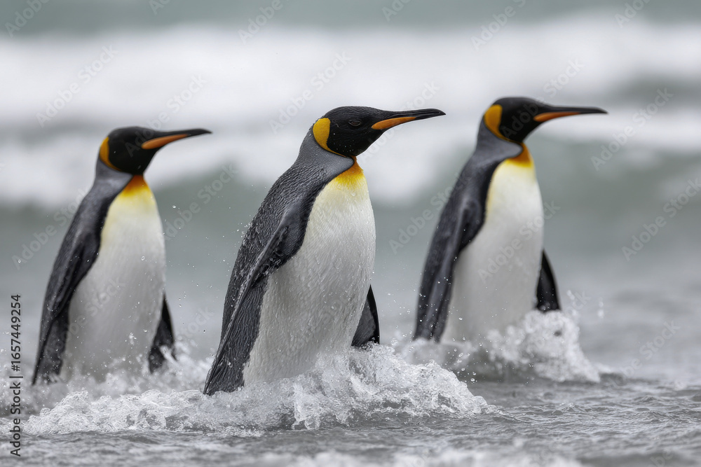 Fototapeta premium King Penguins in the sea