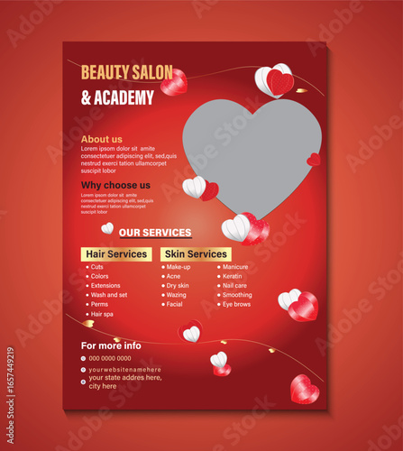 Modern flyer template for beauty lab price menu, featuring a clean layout, an elegant design, editable text, and stylish visuals. Ideal for promoting salon services and special offers professionally