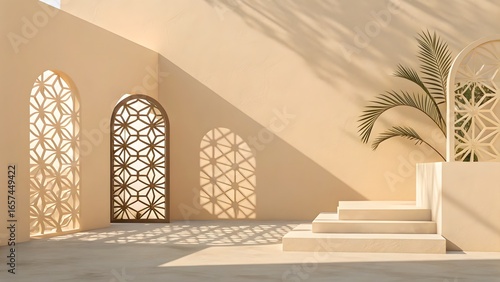 Arabic Architecture and Decor with Moroccan Bohemian Style and Islamic Geometric Patterns