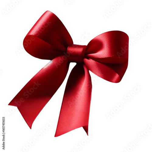 Elegant red satin ribbon bow on a dark background