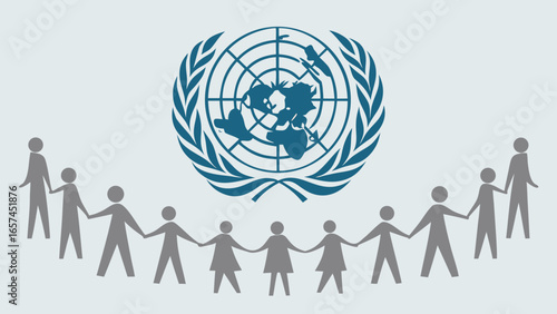 United Nations Day Vector Illustration - Global Unity with Diverse Figures and Olive Branch Emblem in Flat Design
