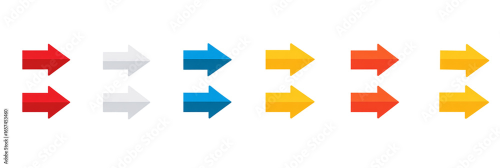 Colorful arrow set isolated on transparent background indicating direction and choice Colorful arrow set isolated on transparent background indicating direction and choice