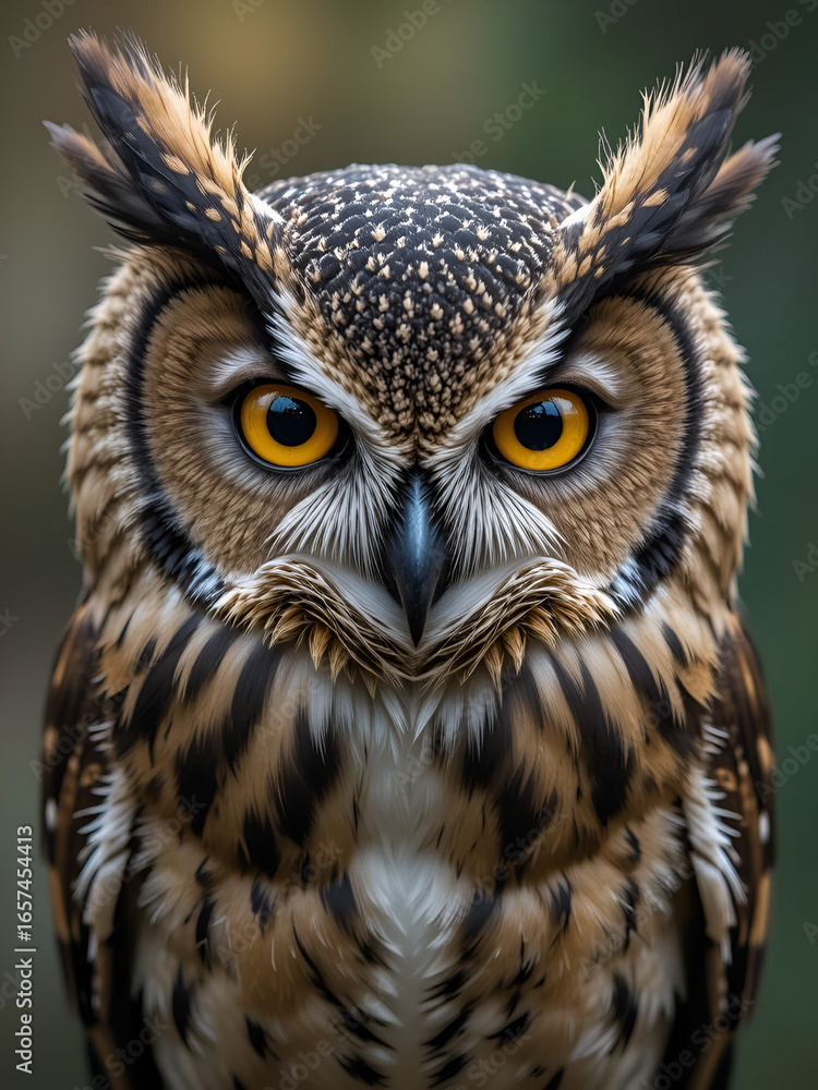 Obraz premium Close up of the face of a Mexican owl, showing his penetrating look
