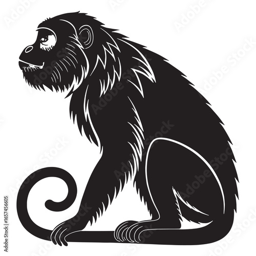 black howler monkey Silhouette Vector, High Quality Illustration on White Background