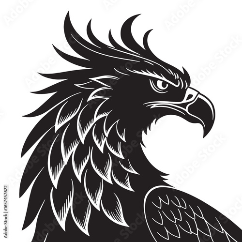 Black griffin Silhouette Vector, High Quality Illustration on White Background