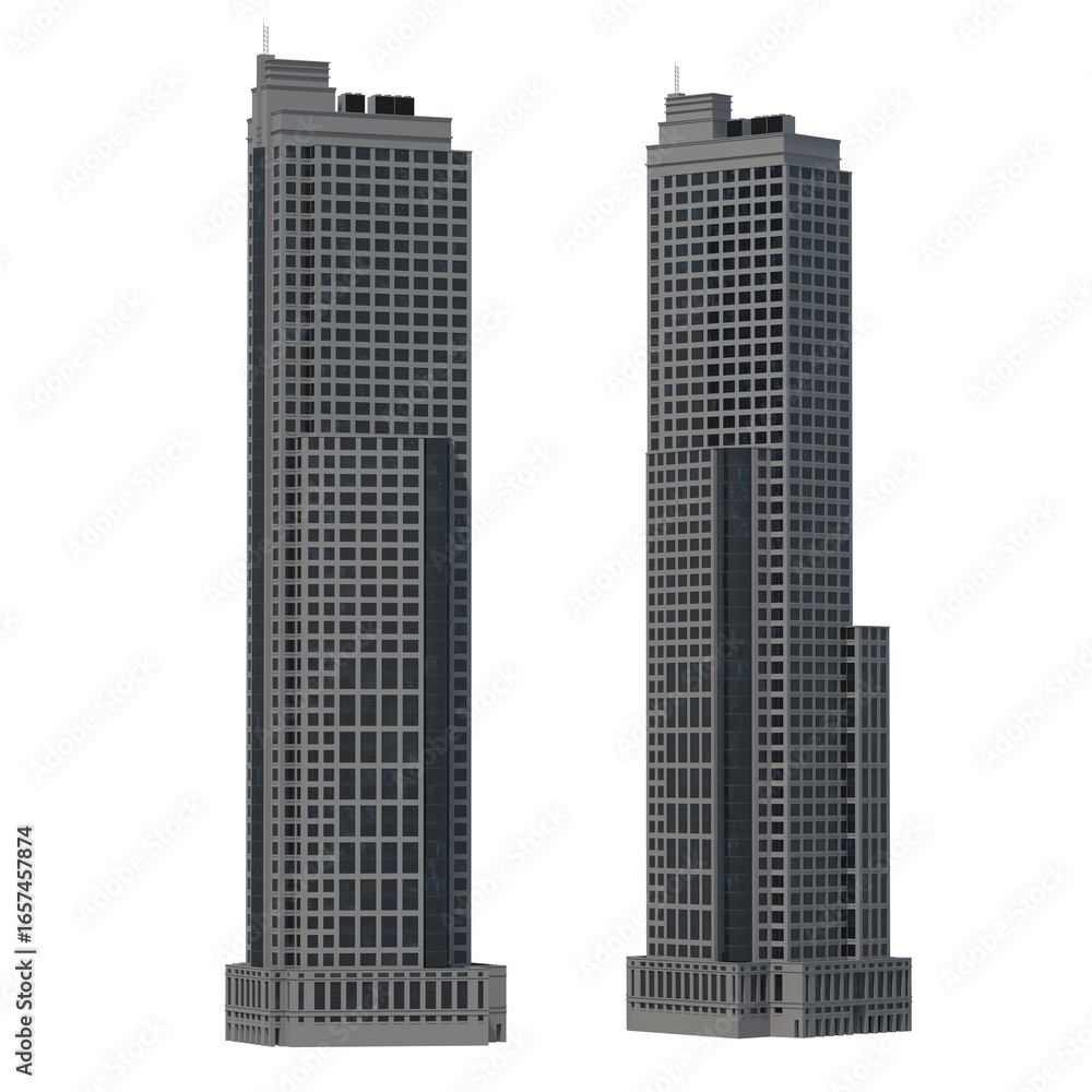 Fototapeta premium Modern skyscrapers against a white background