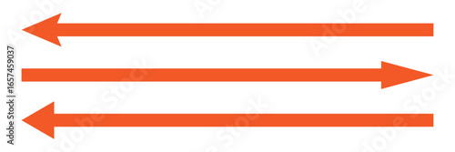 Set of long arrow vector, icon . Horizontal double side arrow. Straight long arrow vector icon set. Long arrows left and right in flat style. Long arrow silhouette, symbol, icon design .