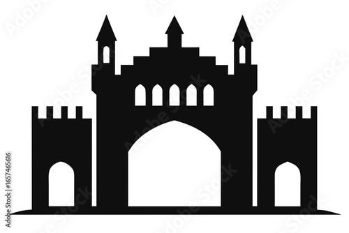 Premium refined fortress arc entrance silhouette illustration