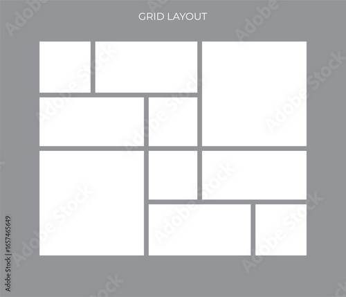 A symmetrical grid of 9 white rectangles, ideal for a photo collage or gallery.