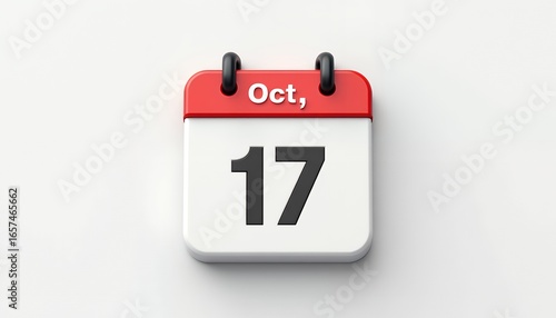 Red white calendar page showing october seventeenth date