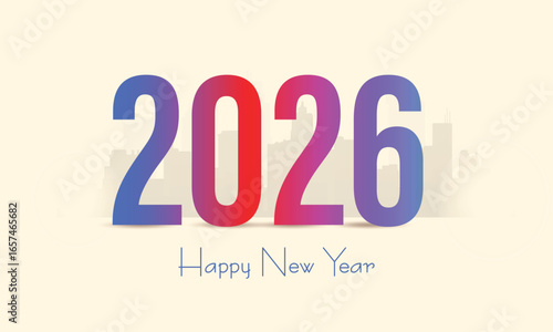 2026 Happy new year celebration greeting card, sparkler font and firework isolated background