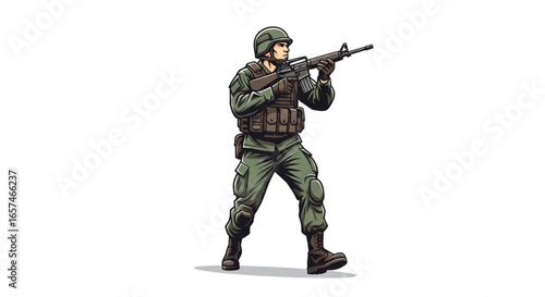 Soldier illustration in military uniform