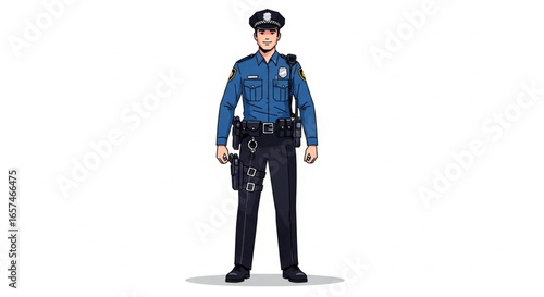 Policeman with badge and cap vector