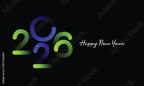 2026 Happy new year celebration greeting card, sparkler font and firework isolated background