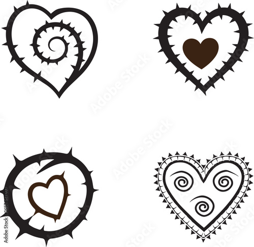 Minimalist Black Heart with Thorns - Dark and Edgy Art