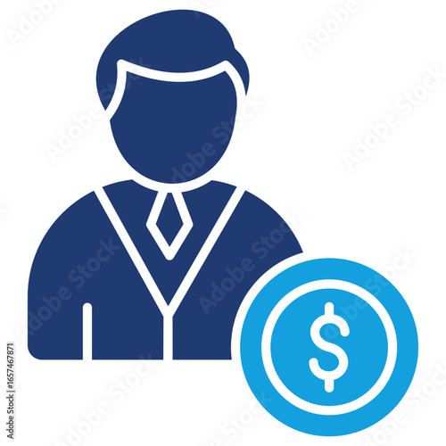 Financial Advisor Flat Blue Icon