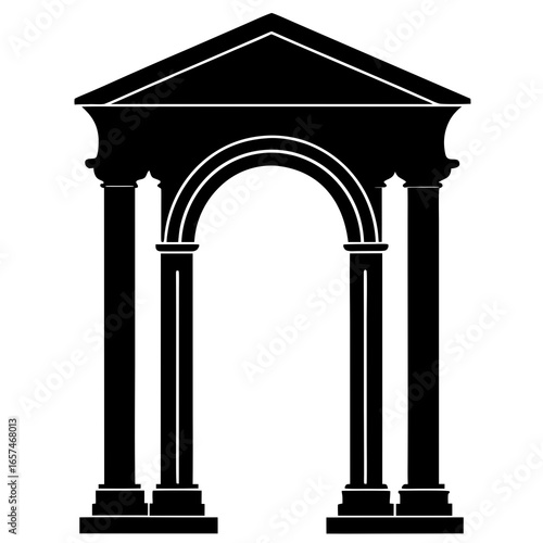 Arch with pillars silhouette illustration