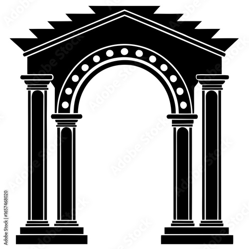 Arch with pillars silhouette illustration