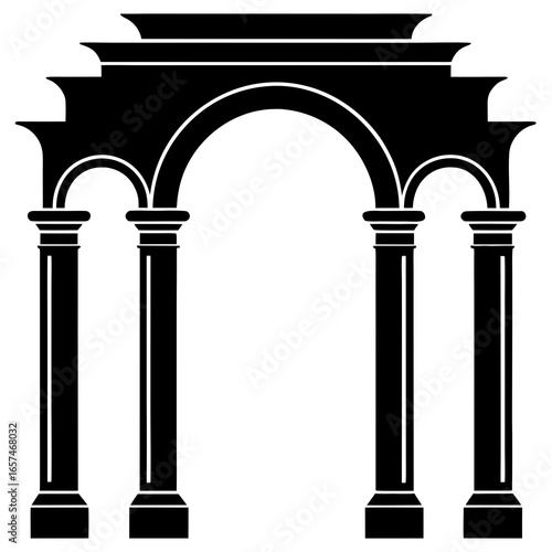Arch with pillars silhouette illustration