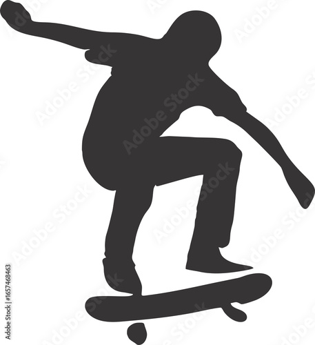 Skateboarder Silhouette Illustration Images Isolated On Transparent Background