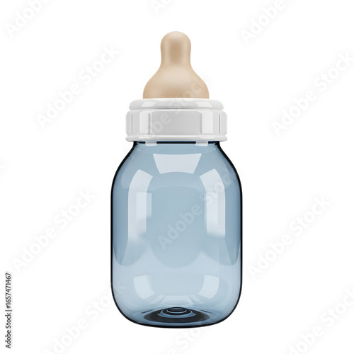 Realistic 3d render of a baby bottle with nipple and cap ready for feeding time transparent background