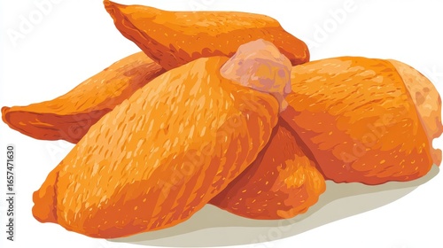 orange chicken wings, cooked, isolated on white clip art preview