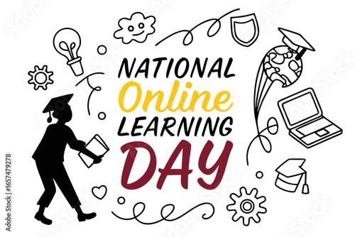 NATIONAL ONLINE LEARNING DAY vector illustration