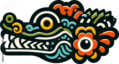Vector sketch of a crocodile head logo icon symbol illustration design of a dragon with fangs in a classic ethnic style, vintage, traditional, abstract, modern