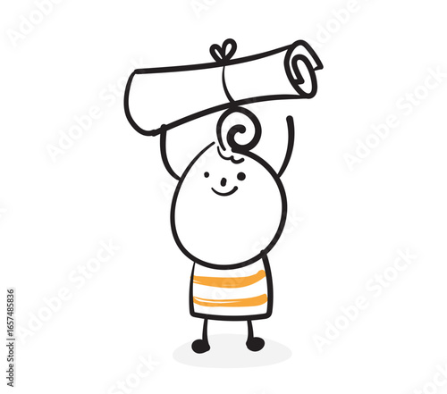 (graduate) Collection of hand drawn lady worker icons. Vector illustration.	