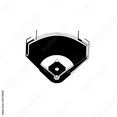 Baseball field black and white 