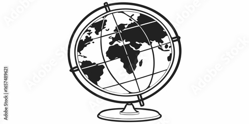 World globe illustration vector graphic for geography education and travel related design projects use image on transparent background