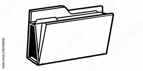 Open file folder document organizer for office supplies and paper management and storage solution for organization on transparent background