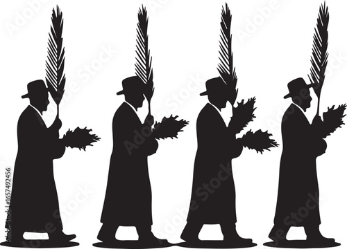 Men holding palm branches and etrogs sukkot